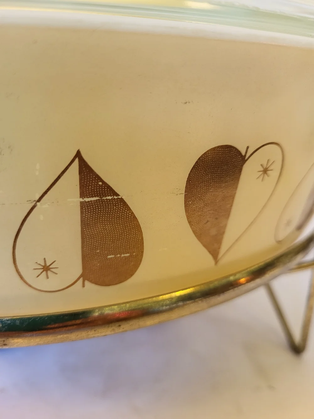 Vintage PYREX Golden Hearts Chafing Casserole W/ Lid Limited Edition